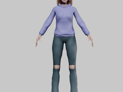 Young cartoon girl V33210 3D Model