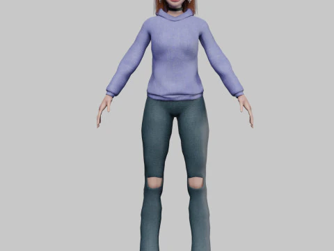 Young cartoon girl V33210 3D Model