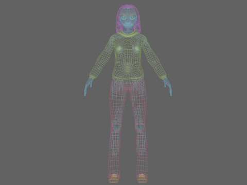 Young cartoon girl V33210 3D Model