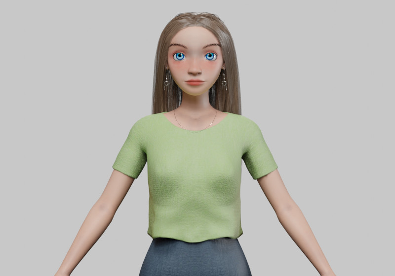 Basic cartoon girl V32143 Modèle 3D .c4d .max .obj .3ds .fbx .stl .blend 