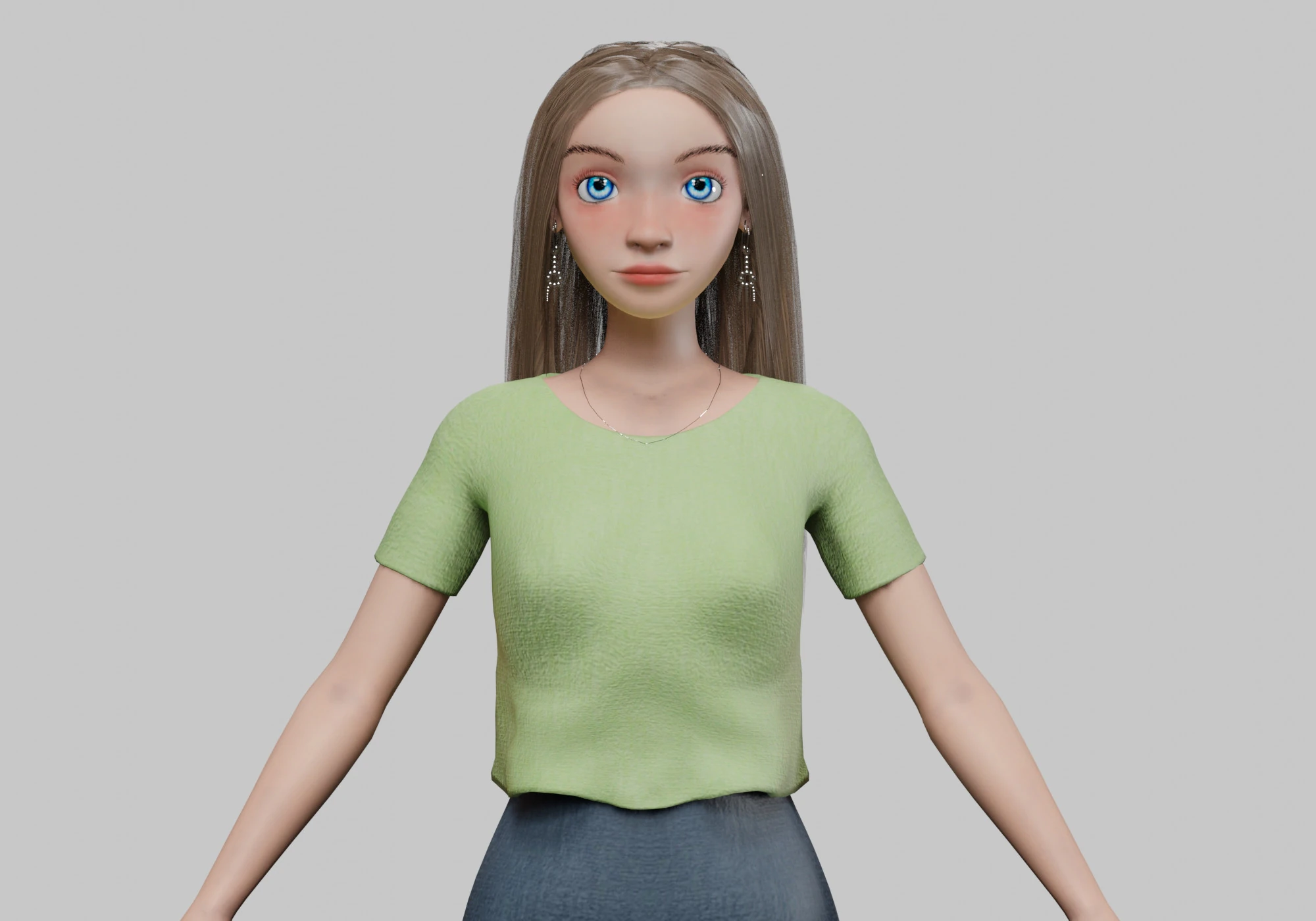 Basic cartoon girl V32143 3D Model .c4d .max .obj .3ds .fbx .stl .blend 