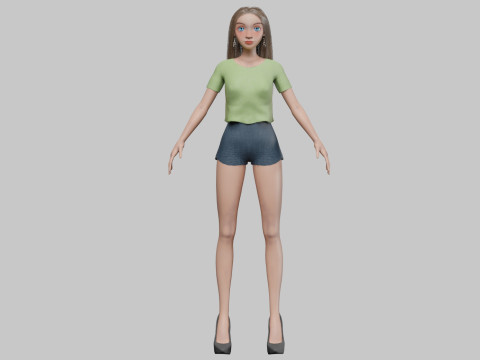 Basic cartoon girl V32143 Modèle 3D