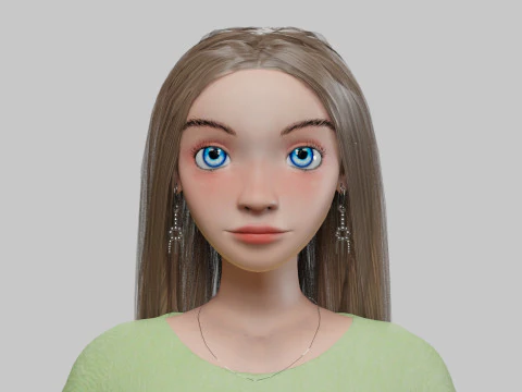 Basic cartoon girl V32143 3D Model