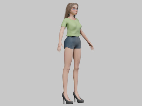 Basic cartoon girl V32143 Modèle 3D