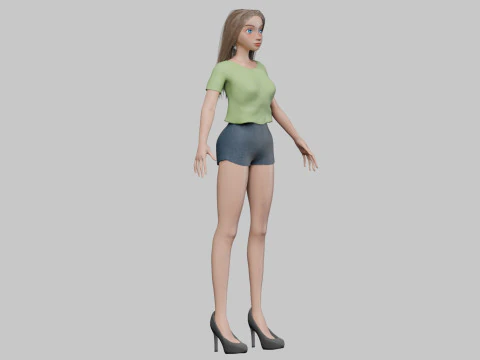 Basic cartoon girl V32143 3D Model