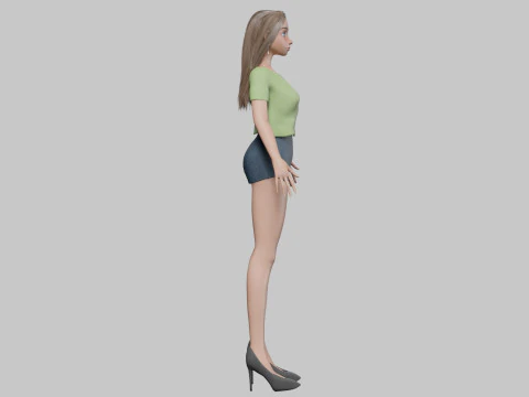 Basic cartoon girl V32143 3D Model