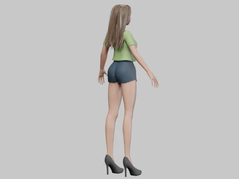 Basic cartoon girl V32143 3D Model