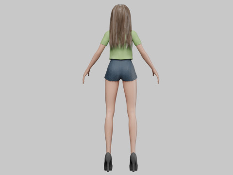 Basic cartoon girl V32143 Modèle 3D