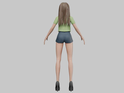 Basic cartoon girl V32143 3D Model