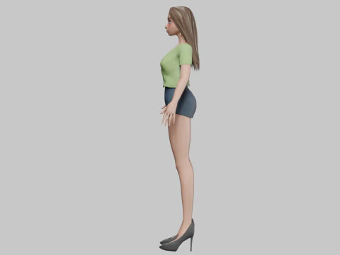 Basic cartoon girl V32143 3D Model