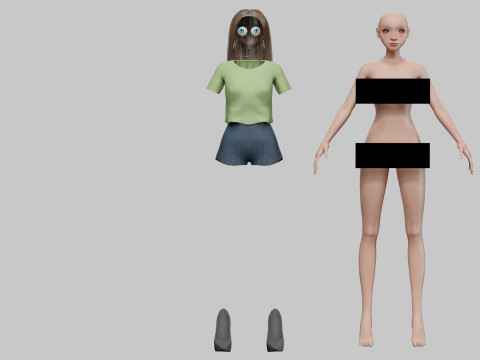 Basic cartoon girl V32143 Modèle 3D