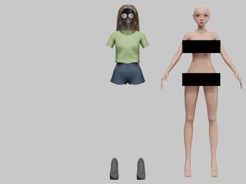Basic cartoon girl V32143 3D Model