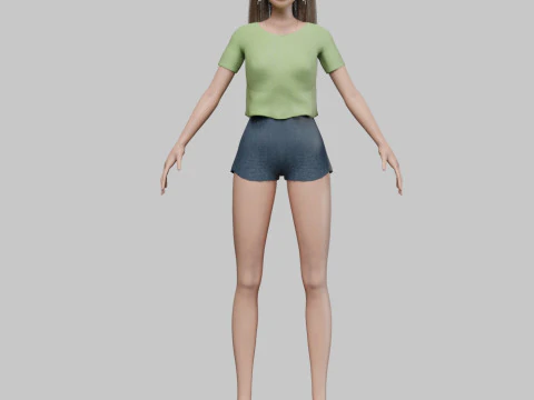 Basic cartoon girl V32143 3D Model
