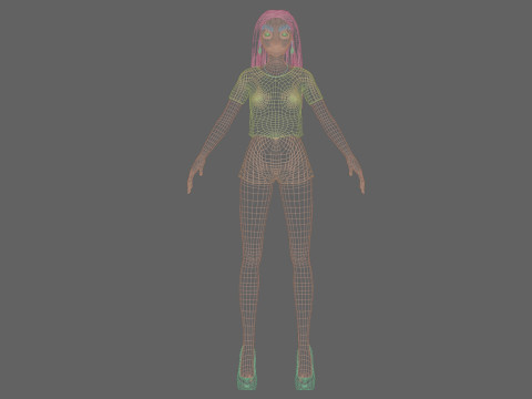 Basic cartoon girl V32143 Modèle 3D