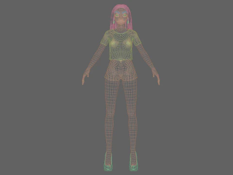 Basic cartoon girl V32143 3D Model