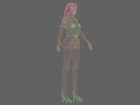 Basic cartoon girl V32143 3D Model