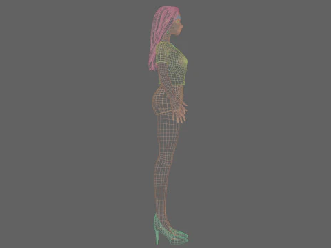 Basic cartoon girl V32143 3D Model
