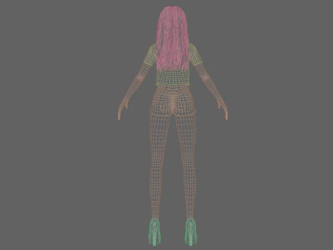 Basic cartoon girl V32143 3D Model