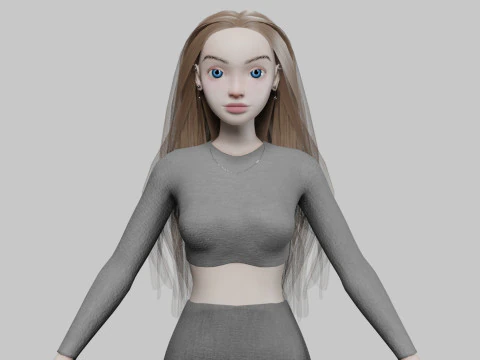 Beautiful cartoon girl V30756 3D Model