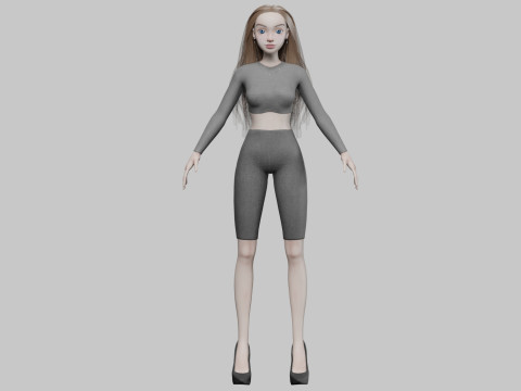 Beautiful cartoon girl V30756 Modelo 3D