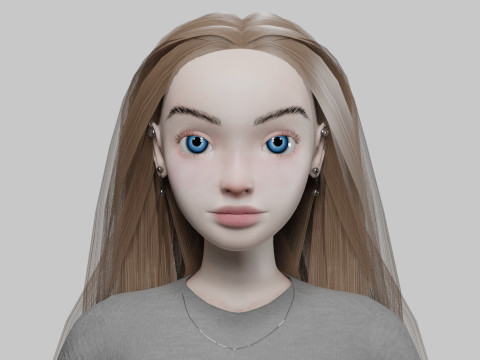 Beautiful cartoon girl V30756 Modelo 3D