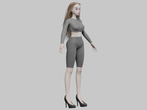 Beautiful cartoon girl V30756 Modelo 3D