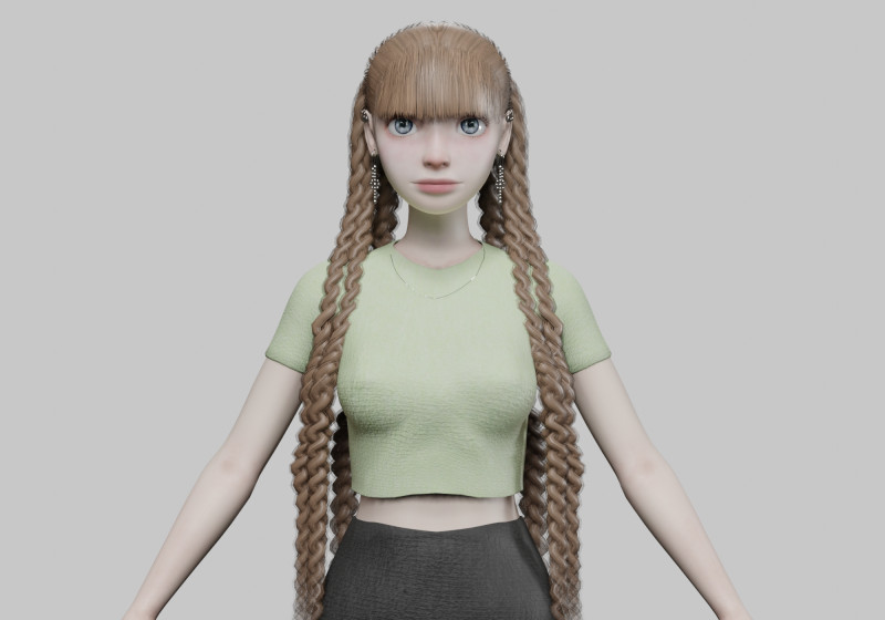 Cartoon beautiful girl V52767 Modelo 3D .c4d .max .obj .3ds .fbx .stl .blend 