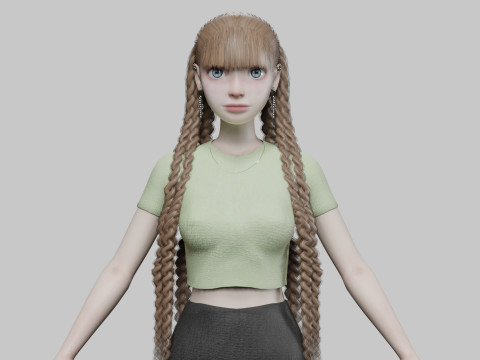 Cartoon beautiful girl V52767 3D-Modell