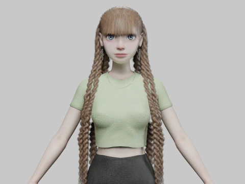 Cartoon beautiful girl V52767 3D Model