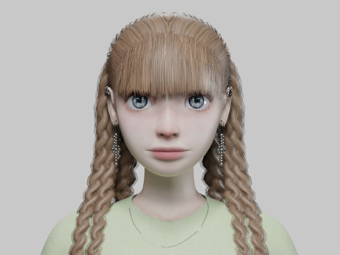 Cartoon beautiful girl V52767 Modelo 3D