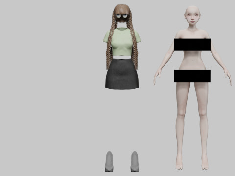 Cartoon beautiful girl V52767 Modelo 3D