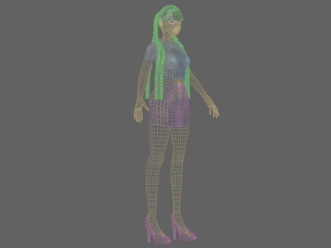Cartoon beautiful girl V52767 Modelo 3D