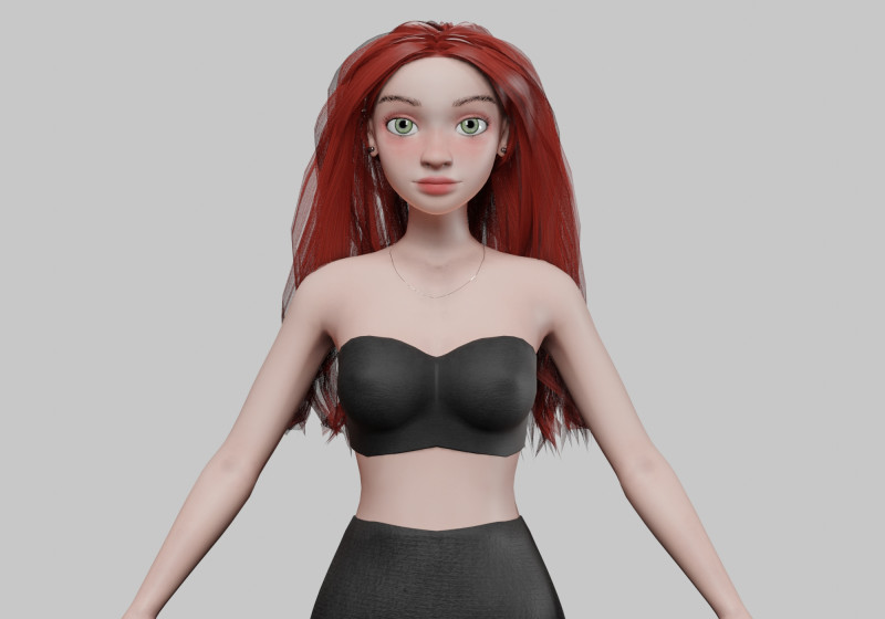 Cartoon classic girl V29014 3D Модель .c4d .max .obj .3ds .fbx .stl .blend