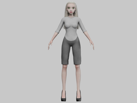 Cartoon cool girl V32277 3D Model