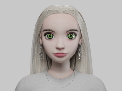 Cartoon cool girl V32277 3D Model