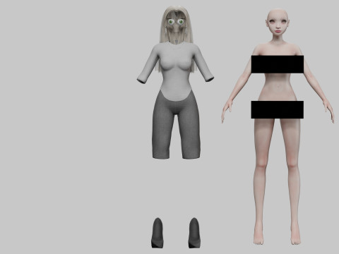 Cartoon cool girl V32277 3D Model