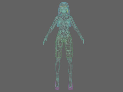 Cartoon cool girl V32277 3D Model