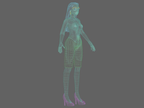 Cartoon cool girl V32277 3D Model