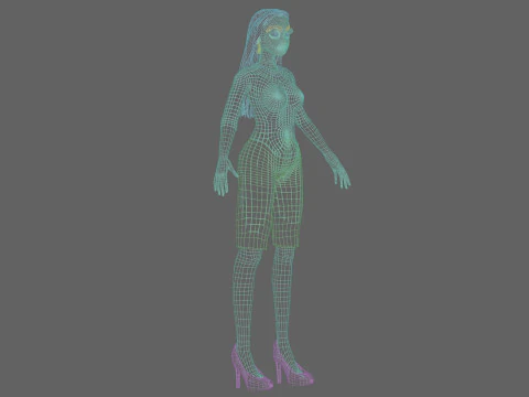 Cartoon cool girl V32277 3D Model