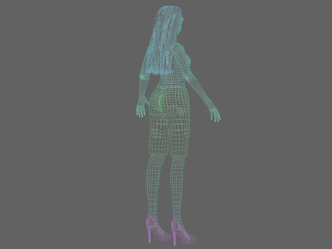 Cartoon cool girl V32277 3D Model