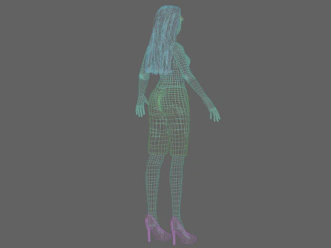 Cartoon cool girl V32277 3D Model
