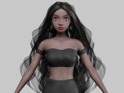 Kresk&oacute;wka śliczna dziewczyna V37741 Model 3D