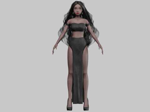 Cartoon cute girl V37741 3D Model