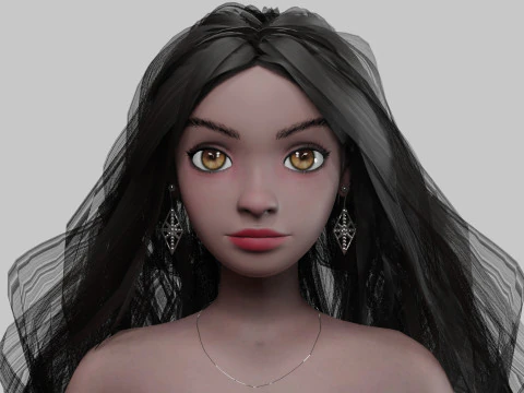 Cartoon cute girl V37741 3D Model
