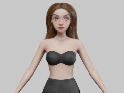 Cartoon pretty girl V32248 3D Model