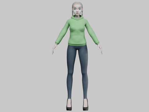 Cartoon standard girl V30277 3D Model