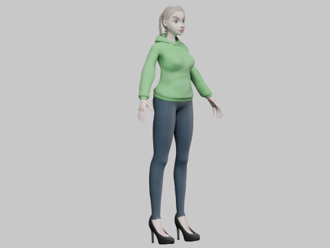 Cartoon standard girl V30277 3D Model