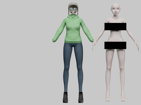 Cartoon standard girl V30277 3D Model