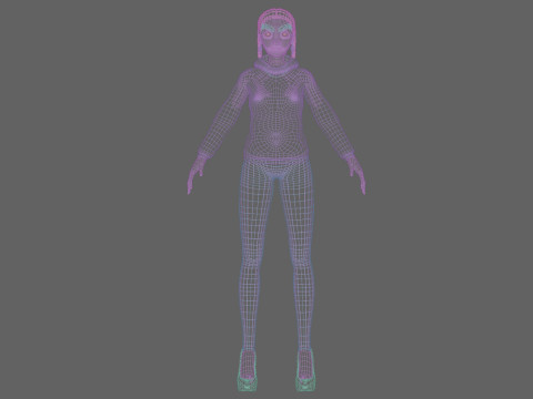 Cartoon standard girl V30277 3D Model