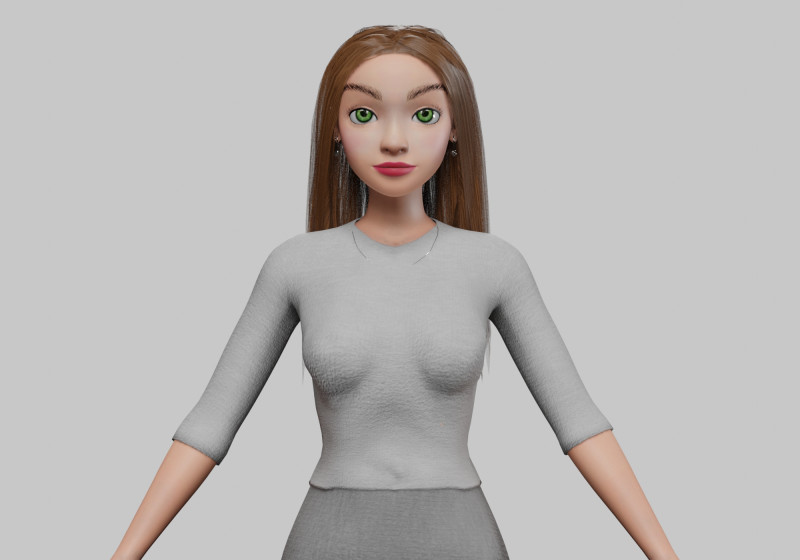 Cartoon stylized girl V31413 3D Модель .c4d .max .obj .3ds .fbx .stl .blend